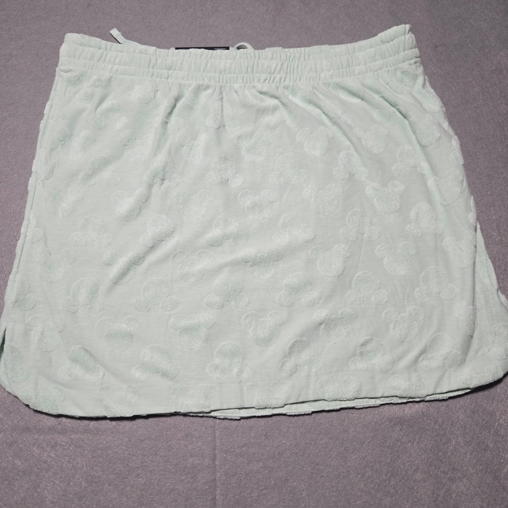 Disney Mickey Mouse Skort Mint Green Terry Cloth Embossed Womens Large NEW